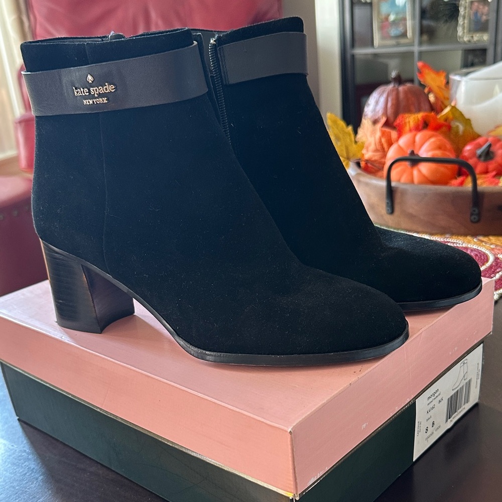 Kate Spade Black Ankle Boots with Block Heel